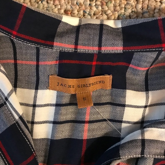 NWT Jachs Girlfriend Women’s Red White Blue Short Sleeve High Low Tunic Sz S - Picture 5 of 8